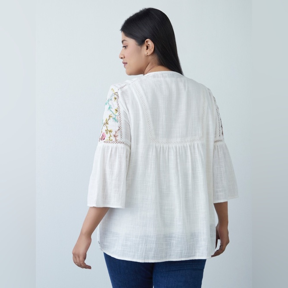 Gia Curves Floral Embroidered Boho Tops - Picture 5 of 9